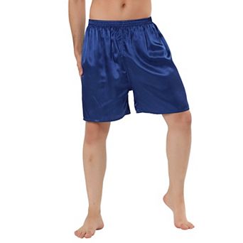 Men's Sleepwear Satin Shorts Elastic Waist Lounge Pajama Bottoms