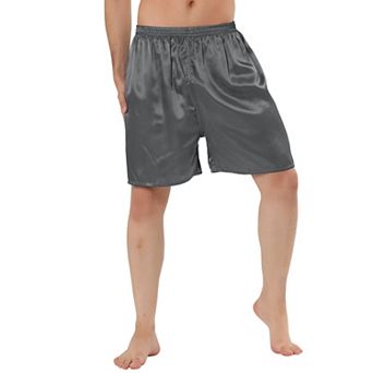Men's Sleepwear Satin Shorts Elastic Waist Lounge Pajama Bottoms