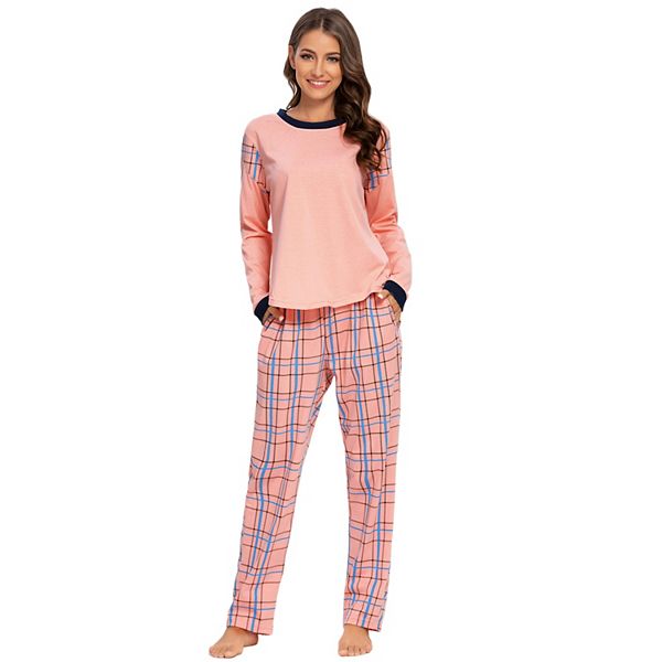 Women's Sleepwear Pjs Lounge Round Neck with Pants Nightwear Pajama Set