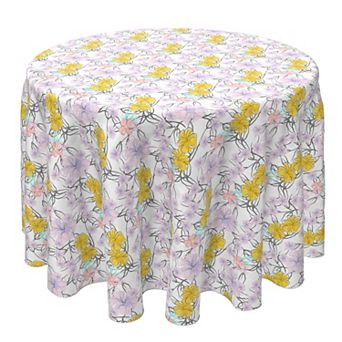 Round Tablecloth, 100% Cotton, 60 Round", Watercolor Lilac Flower