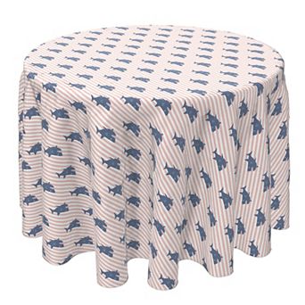 Round Tablecloth, 100% Cotton, 60 Round", Sharks and Stripes