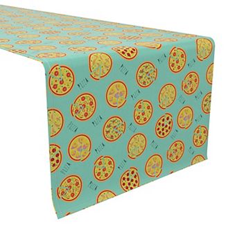 Table Runner, 100% Cotton, 16x90", Pizza Pie Design