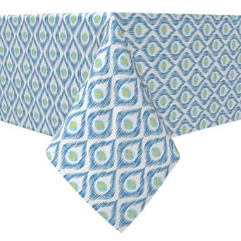 Square Tablecloth, 100% Cotton, 60x60", Ikat Blue Background
