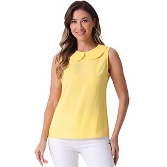 Peter Pan Collar Blouse for Women's Casual Sleeveless Jacquard Floral Tank Top