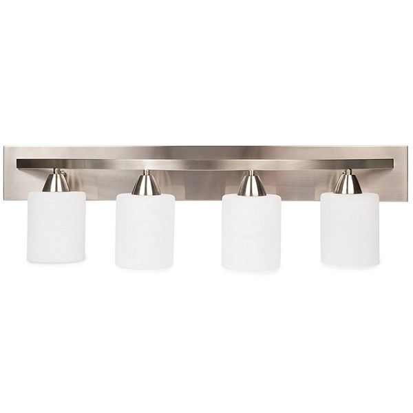 Modern Glass Shade Bathroom Vanity Light Bar - Brushed Nickel 4lights ...