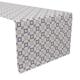 Table Runner, 100% Cotton, 16x90", Rounded Floral Shapes