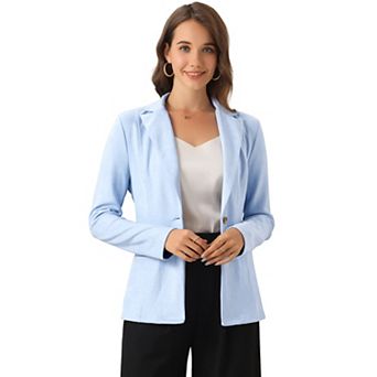 Women's Notched Lapel Long Sleeve Button Office Faux Suede Blazer