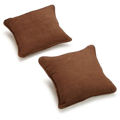 Blazing Needles 18-inch Double-corded Solid Microsuede Square Throw Pillows with Inserts (Set of 2)