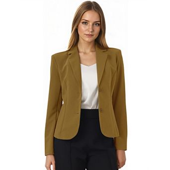 Women's Work Office Blazer Stretch Lapel Collar Long Sleeve Jacket Suit Blazer