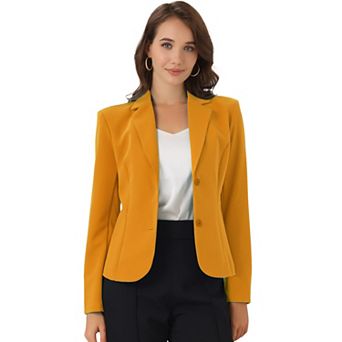 Women's Work Office Lapel Collar Button Down Stretchy Jacket Suit Blazer