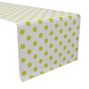 Table Runner, 100% Cotton, 16x72", Lime Polka Dots