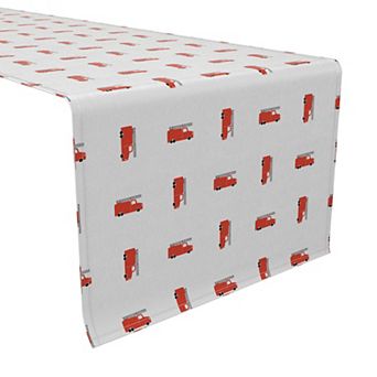 Table Runner, 100% Cotton, 16x108", Fire Engine Pattern