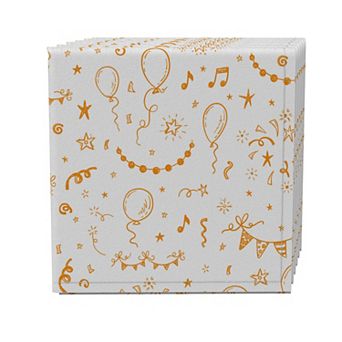 Napkin Set of 4, 100% Cotton, 20x20", Hand Drawn Celebrations