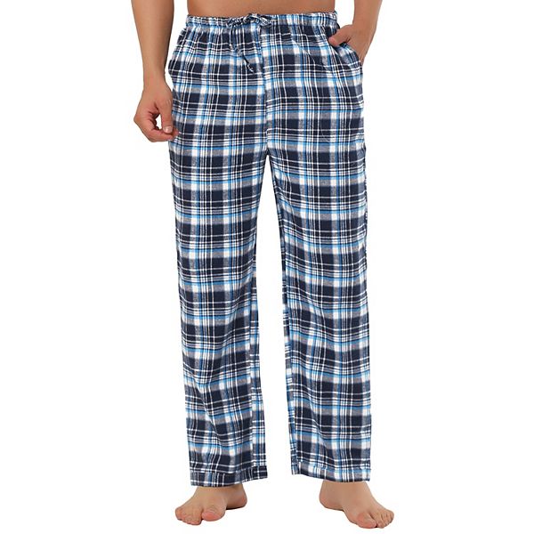 Men's Flannel Plaids Pajamas Pants Drawstring Sleepwear Pants