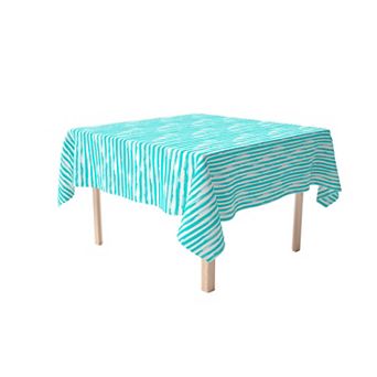 Square Tablecloth, 100% Cotton, 60x60", Aqua Summer Stripe
