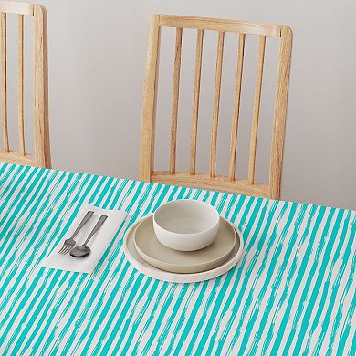 Square Tablecloth, 100% Cotton, 60x60", Aqua Summer Stripe