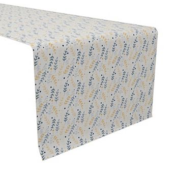 Table Runner, 100% Cotton, 16x90", Blue and Yellow Branches