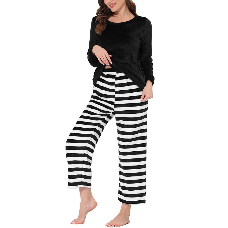 Women's Sleepwear Round Neck Nightwear with Pants Loungewear Pajama Set