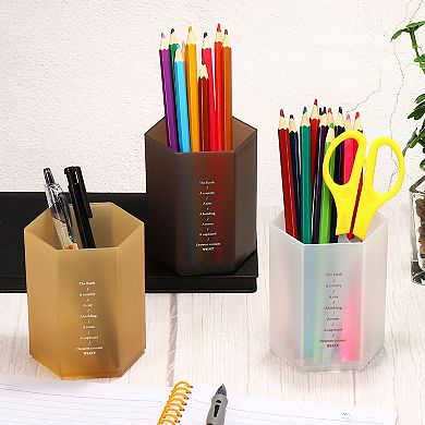 2pcs Pencil Holder Hexagon Pen Cup Stationery Organizer for Office