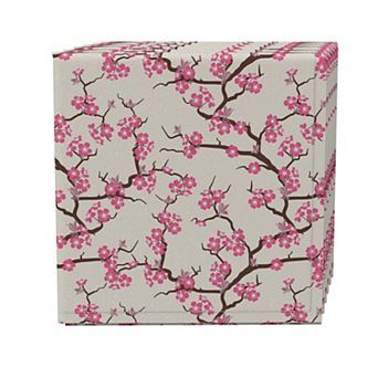 Napkin Set of 4, 100% Cotton, 20x20", Pink Springtime Cherry Blossoms