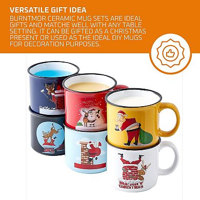 Christmas Coffee Mugs Set Of 6, Ceramic Christmas Mug Cup