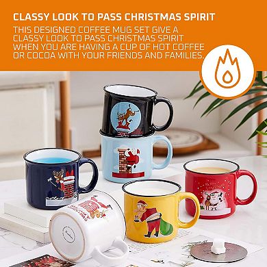 Christmas Coffee Mugs Set Of 6, Ceramic Christmas Mug Cup