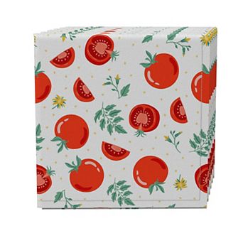 Napkin Set of 4, 100% Cotton, 20x20", Summer Tomato Garden