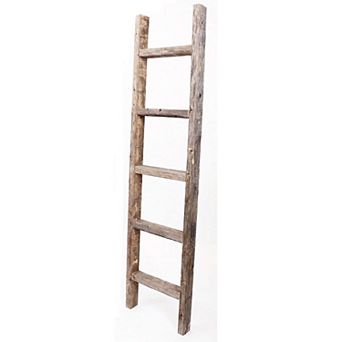 Rustic Farmhouse 5ft Reclaimed Wood Decorative Bookcase Ladder
