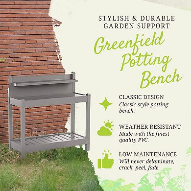 Dura-trel Greenfield Outdoor Table Potting Bench For Gardening Supplies, Mocha