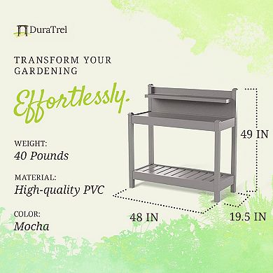Dura-trel Greenfield Outdoor Table Potting Bench For Gardening Supplies, Mocha