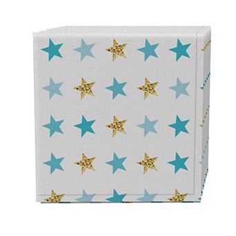 Napkin Set of 4, 100% Cotton, 20x20", Golden Blue Stars