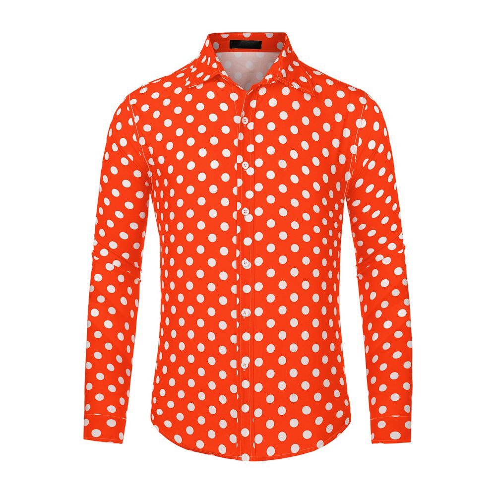 トップス ALONE inc. Rayon Shirt Dots Long RED Rayon Shirt Dots