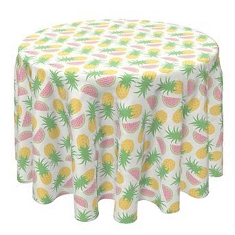 Round Tablecloth, 100% Cotton, 60 Round", Pineapple and Watermelon Graphics