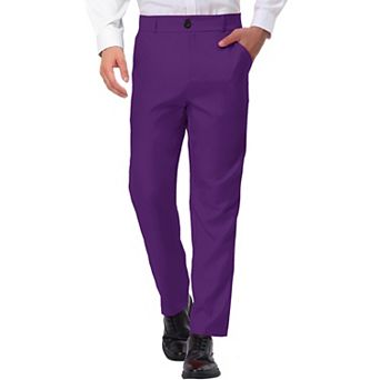 Men's Dress Business Pants Classic Fit Flat Front Suit Trousers