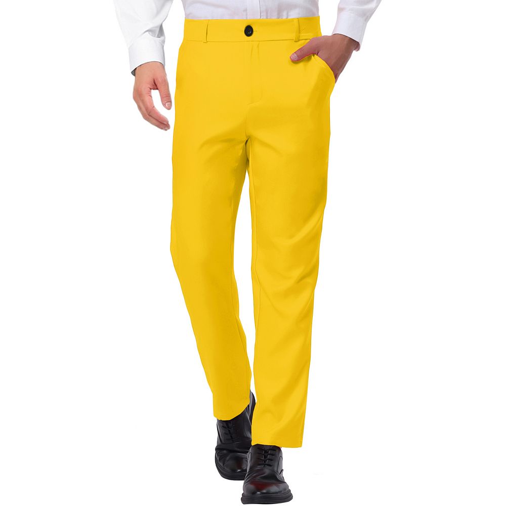 yellow dress slacks Golden Khaki Cotton Pants Experience ultimate comfort with the soft and smooth texture of our EchfiProm Men Gym Shorts Men's Dress Business Pants Classic