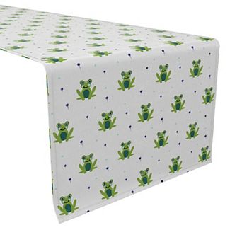 Table Runner, 100% Cotton, 16x108", Frogs in the Pond