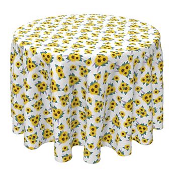 Round Tablecloth, 100% Cotton, 60 Round", Lavender Sunflower