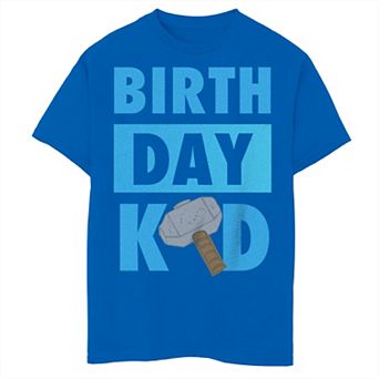 Boys Marvel Comics Retro Thor Birthday Kid Mjolnir Graphic Tee