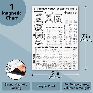 Kitchen Conversion Chart Magnet, Metric Conversion For Cooking, Baking (5x7 In)