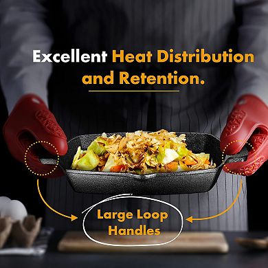 Pre-Seasoned Cast Iron Skillet with Dual Handles for Grill, Deep Frying, and Oven Cooking