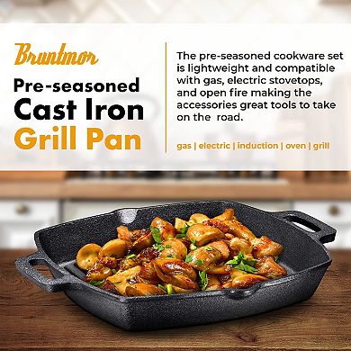 Pre-Seasoned Cast Iron Skillet with Dual Handles for Grill, Deep Frying, and Oven Cooking