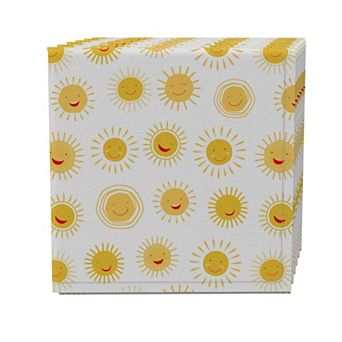 Napkin Set of 4, 100% Cotton, 20x20", Cartoon Sun Drawings