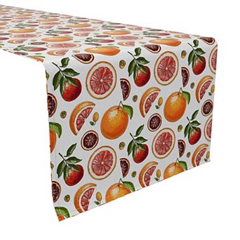 Table Runner, 100% Cotton, 16x72", Sketches of Citrus Fruits