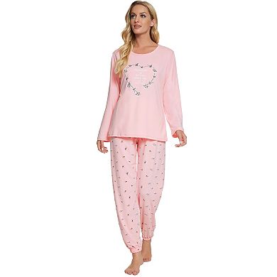 Women's Sleepwear Lounge Cute Print with Pants Long Sleeve Pajama Set