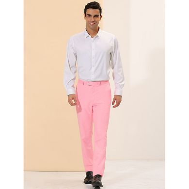 Men's Casual Straight Fit Comfort Stretch Flat Front Chino Pants