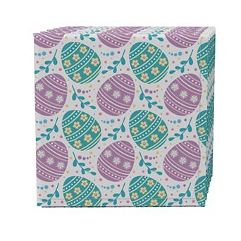 Napkin Set of 4, 100% Cotton, 20x20", Daisy Doodle Easter Eggs