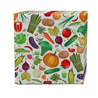 Napkin Set of 4, 100% Cotton, 20x20", Vegetable Market