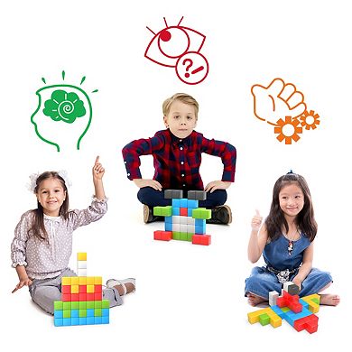 PicassoTiles 50 PC Magnetic Blockss, Magnetic Building Blocks for Kids, Magnet Toy for Kids 3+