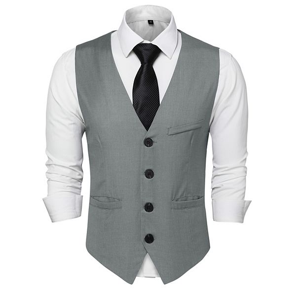 Men's Slim Fit Suit Vest Business Formal Dress Waistcoat Vests