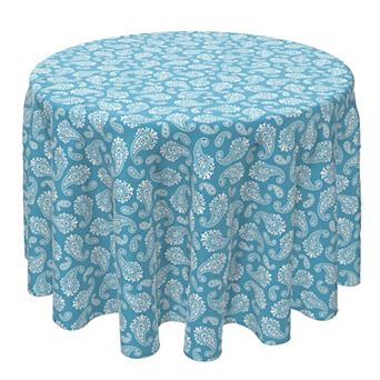 Round Tablecloth, 100% Cotton, 60 Round", Simple Paisley Blue